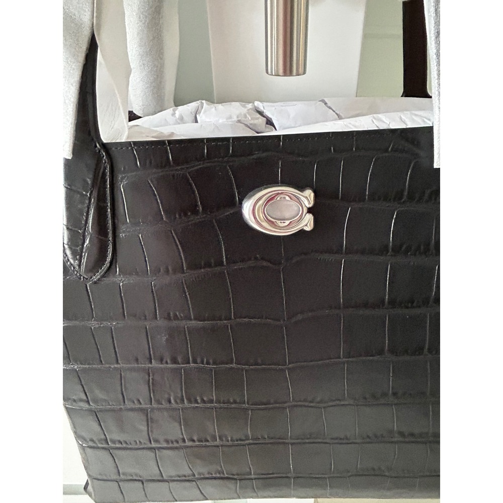 Coach Willow Tote Black Croc Embossed Leather Handbag CP140 NEW - Picture 3 of 8